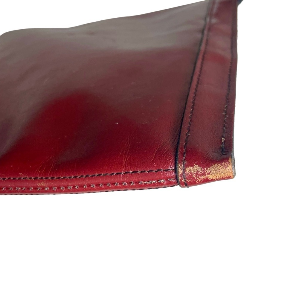 Vintage Etienne Aigner Burgundy Leather Envelope Clutch Shoulder Bag Brass Logo - Picture 8 of 15